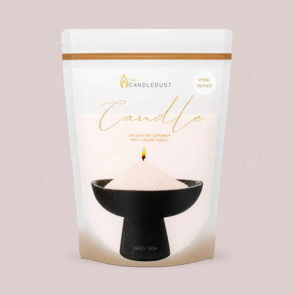 Candledust Dark Honey warm scented pearled candle sand in a 350g resealable refill pouch