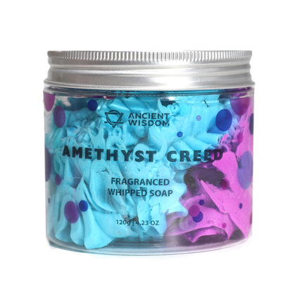Other view of Set of 2 Amethyst Whipped Cream Soap jars scented with citrus and smoky woods