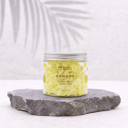 Other view of Set of 2 Banana Whipped Cream Soap 120g jars in clear glass containers