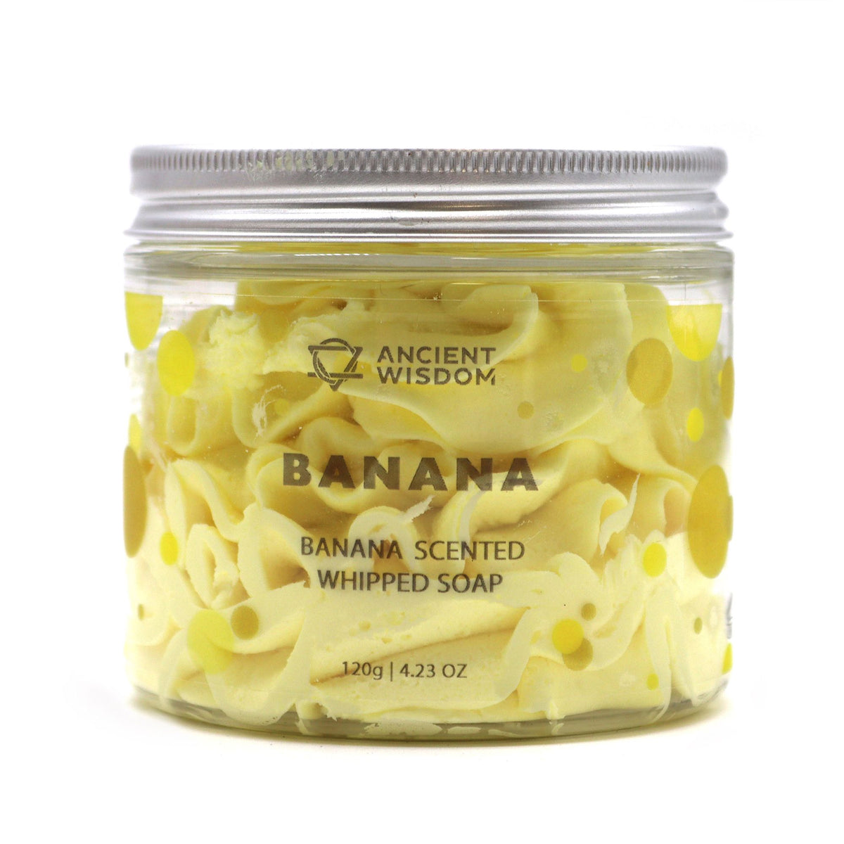 Set of 2 Banana Whipped Cream Soap 120g jars in clear glass containers