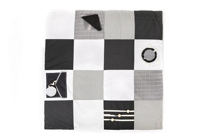 Beautiful eco-friendly baby play gym set in a modern home nursery interior, 100x100cm - Black and White