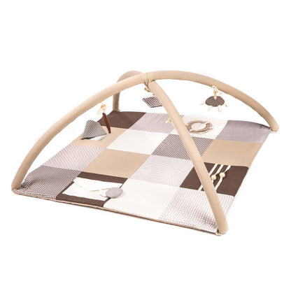 Karloova organic cotton baby activity mat with sensory play arches, 100x100cm - Brown
