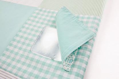Detail of Karloova sensory play gym with baby-safe mirror, 100x100cm - MInt Green