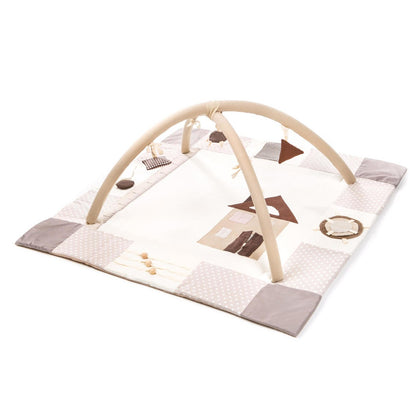 Karloova organic cotton baby activity mat with sensory play arches, 120x120cm - Brown