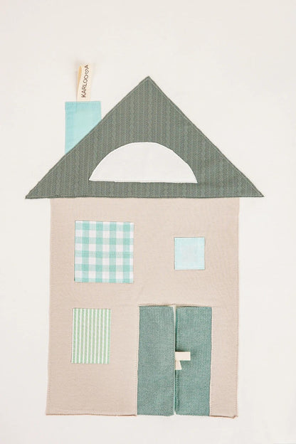 Detail design  of Karloova organic cotton baby activity mat with sensory play arches, 120x120cm - Mint Green