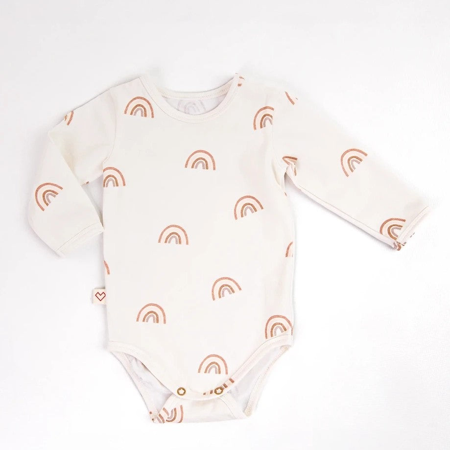 Karloova GOTS-certified organic cotton baby bodysuit with minimalist print - Rainbow