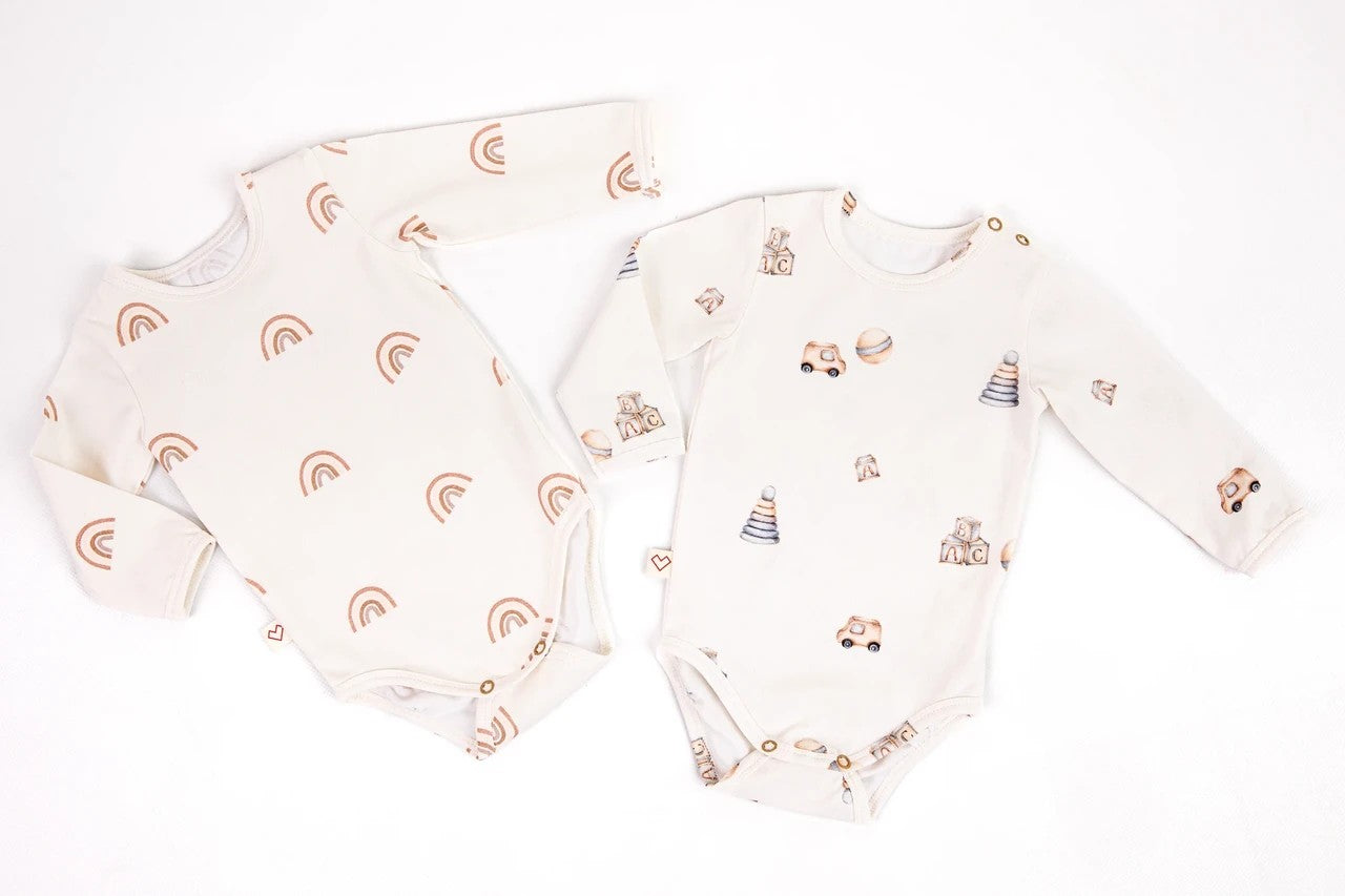 Karloova GOTS-certified organic cotton baby bodysuit with minimalist print - Toys - Rainbow