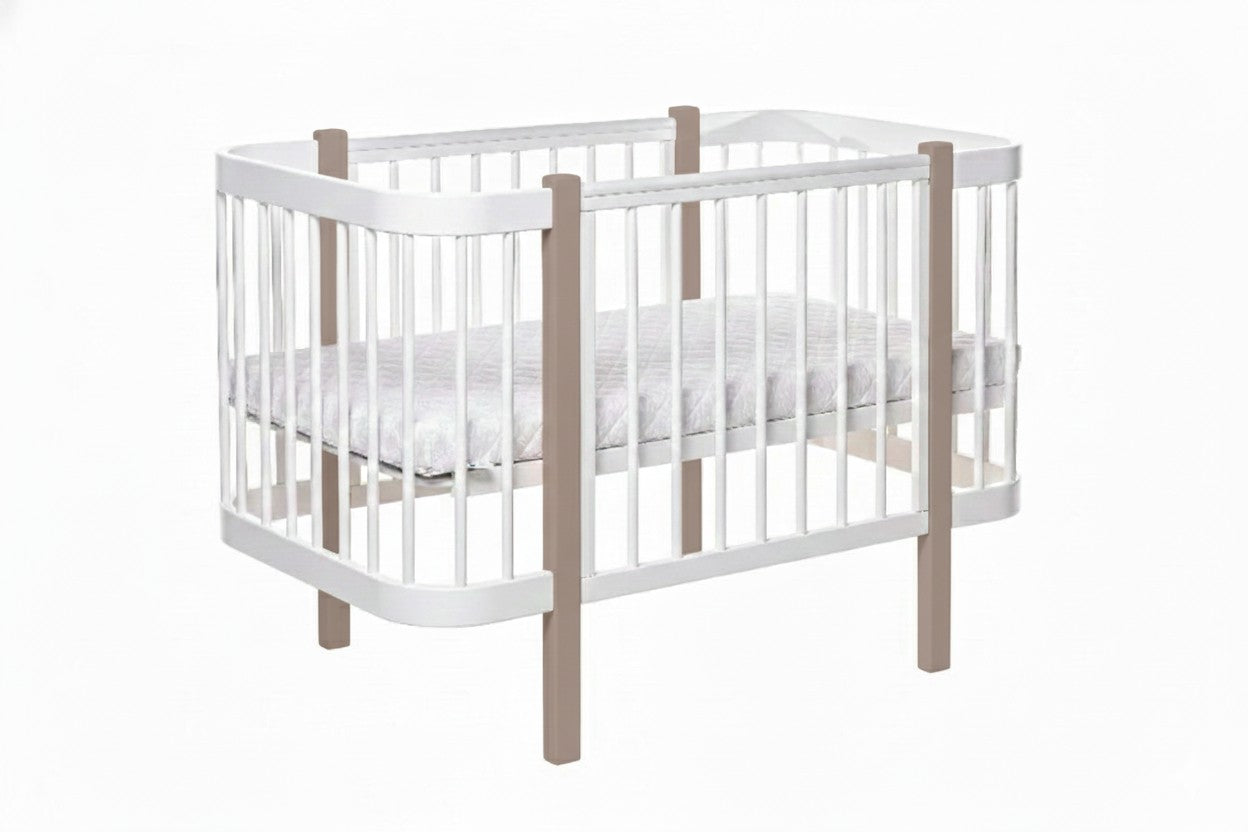 Next level of Complete KOTTO nursery set: Elin cappuccino and white baby crib with mattress