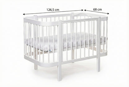 Complete KOTTO nursery set: Elin classic white baby crib with ergonomic mattress - Measures -