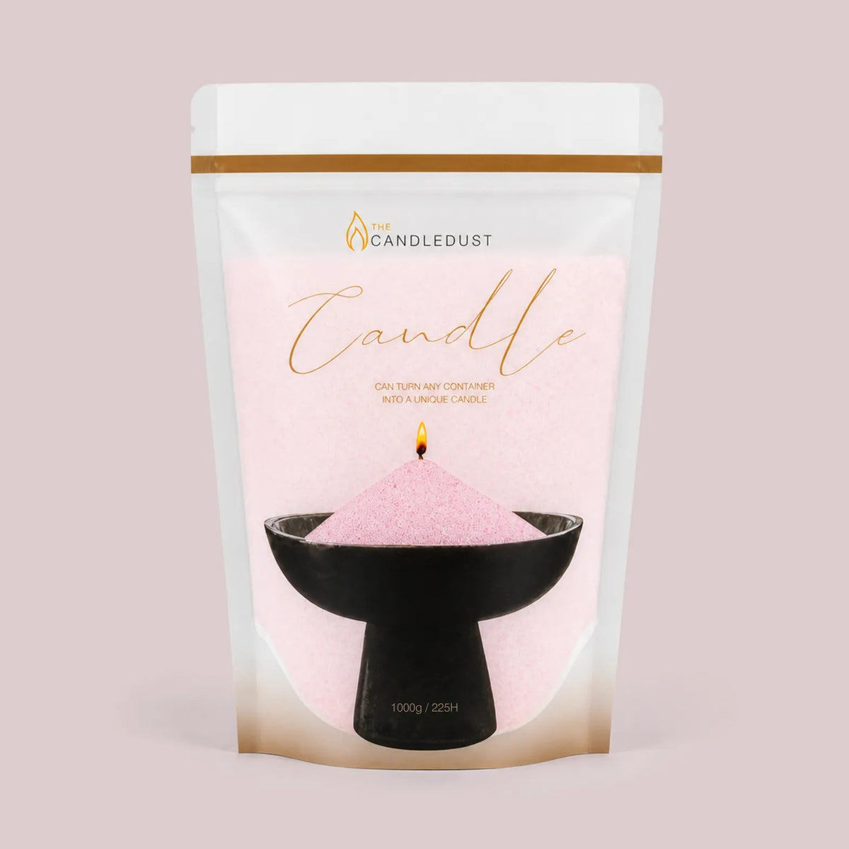 Candledust Baby Pink unscented pearled candle sand in a 1kg resealable refill pouch
