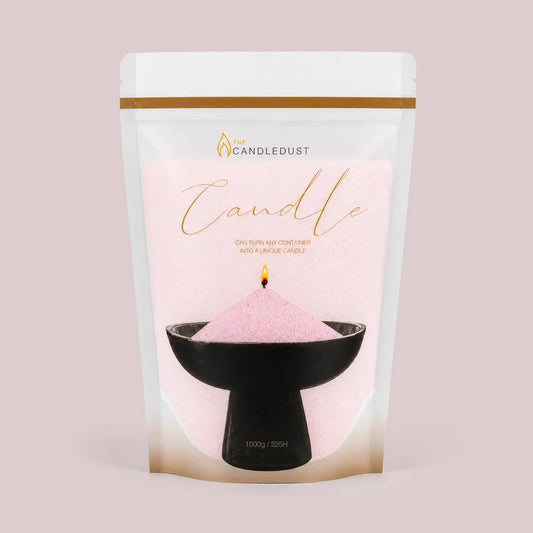 Candledust Baby Pink unscented pearled candle sand in a 1kg resealable refill pouch