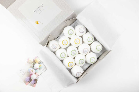 Natural Bath Bomb Gift Box - 14 essential oil spa bath fizzies in box | Lizush