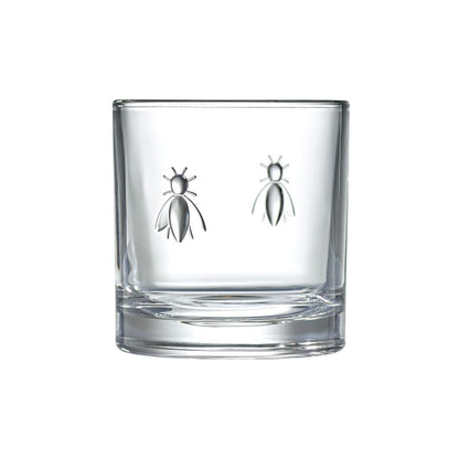 Single clear La Rochère Bee whiskey glass 250ml featuring a heavy base and the signature embossed bee motif