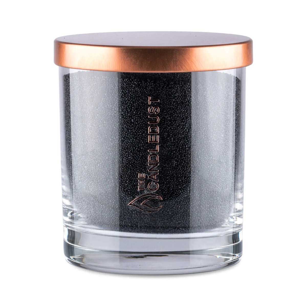 Candledust Black unscented pearled candle in a 160g glass jar with cotton wick