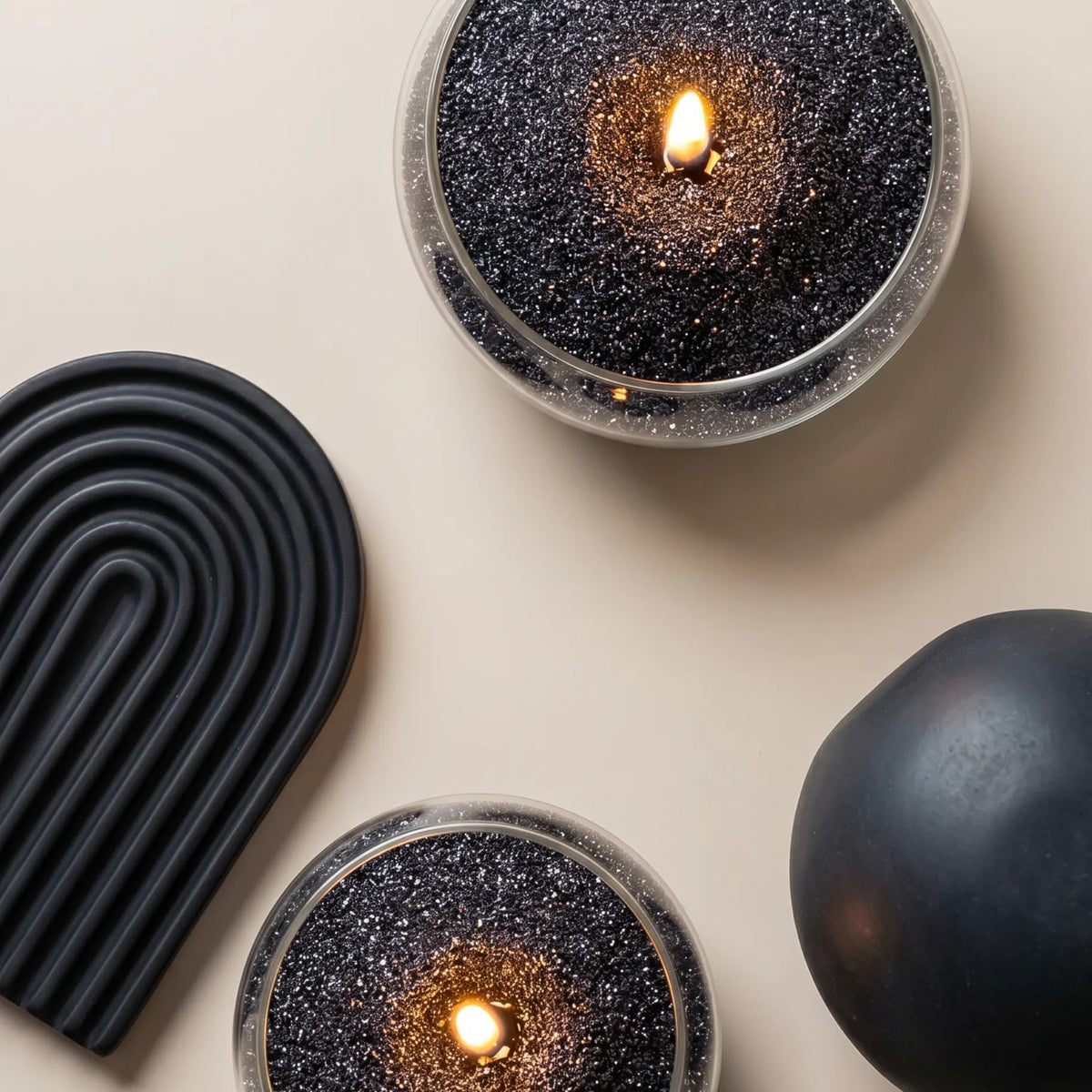 Candledust Black unscented pearled candle sand - Top view candles