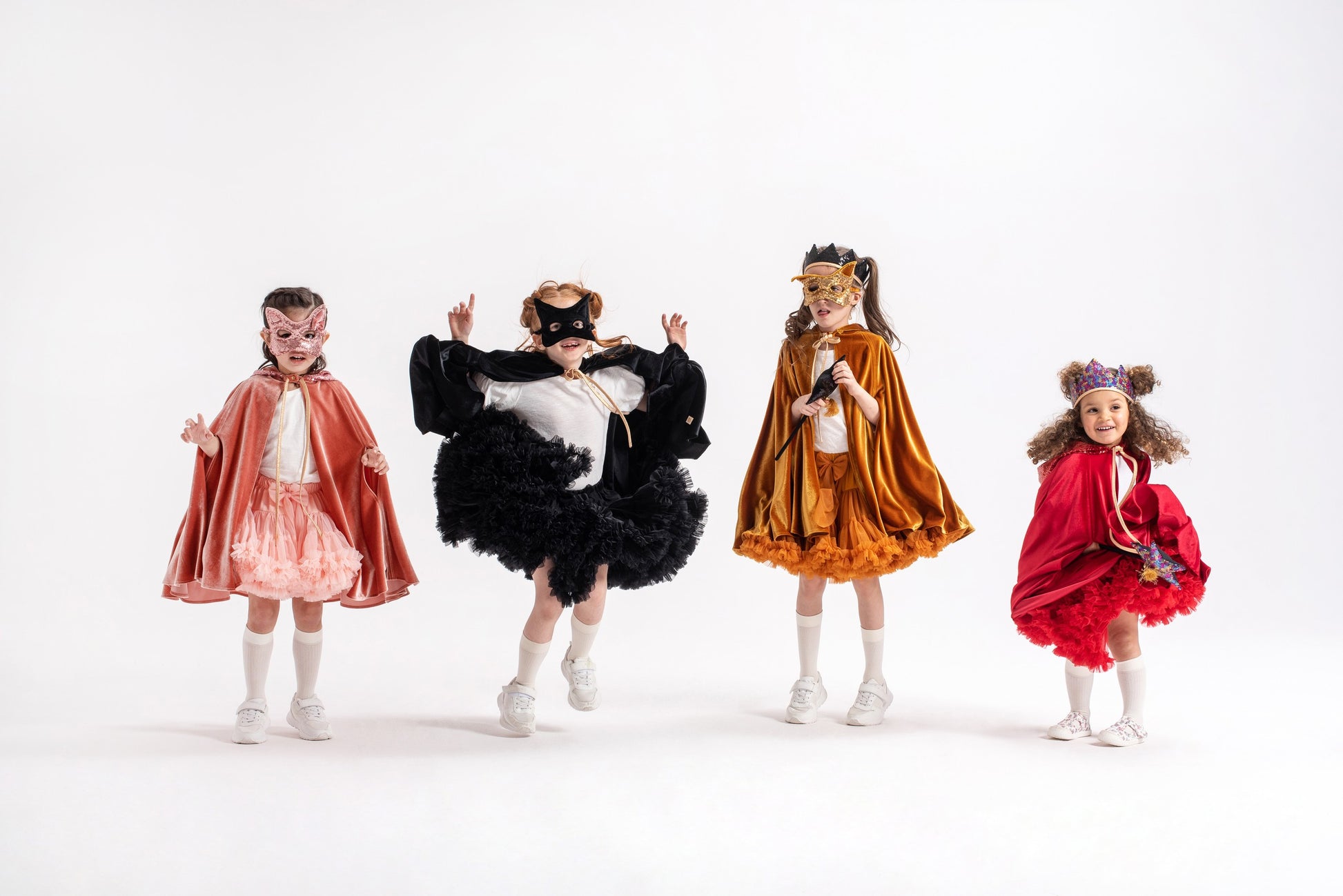 Lifestyle: kids wearing the Black sequined cat mask