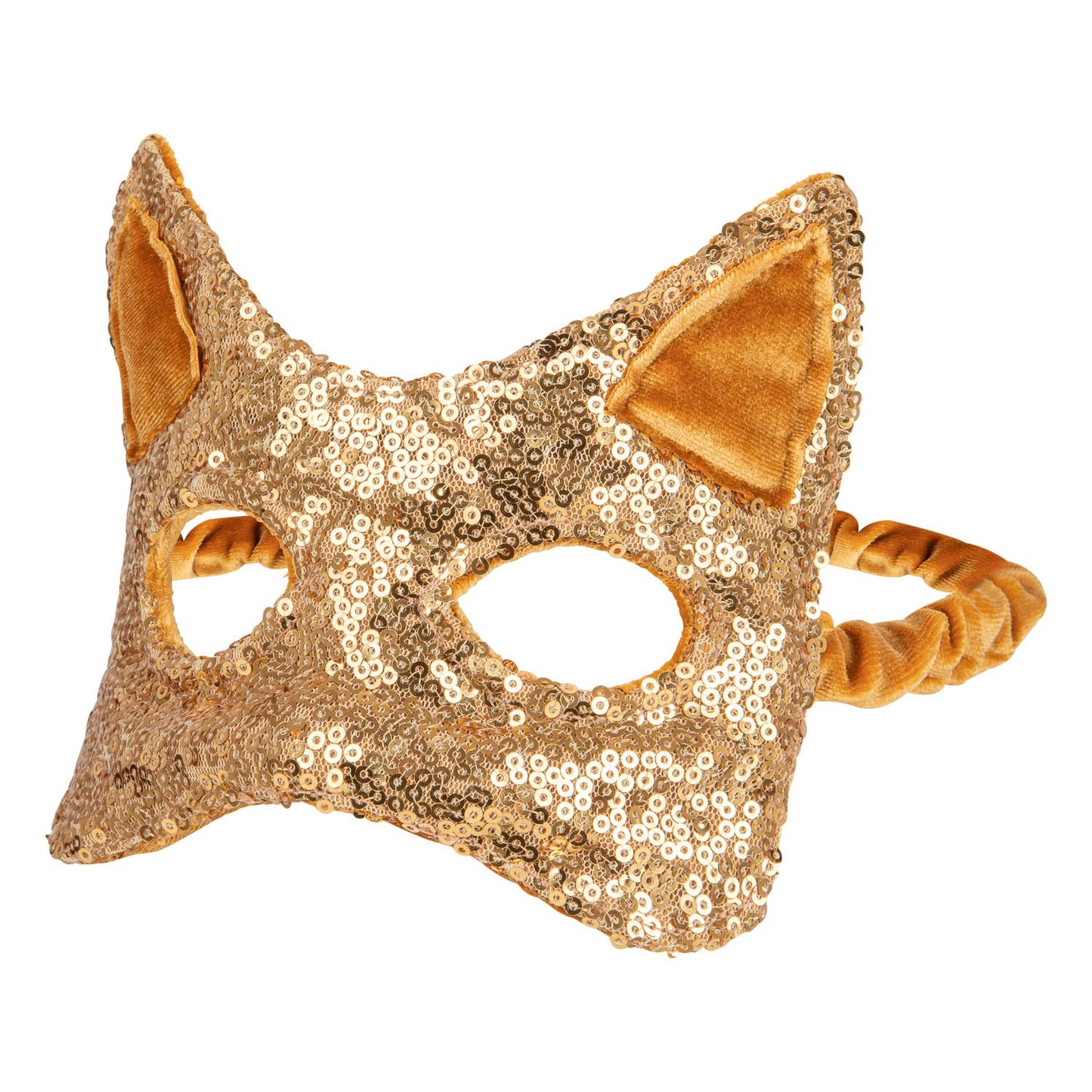 Moi Mili Cat Mask Gold - Handmade velvet and gold sequins