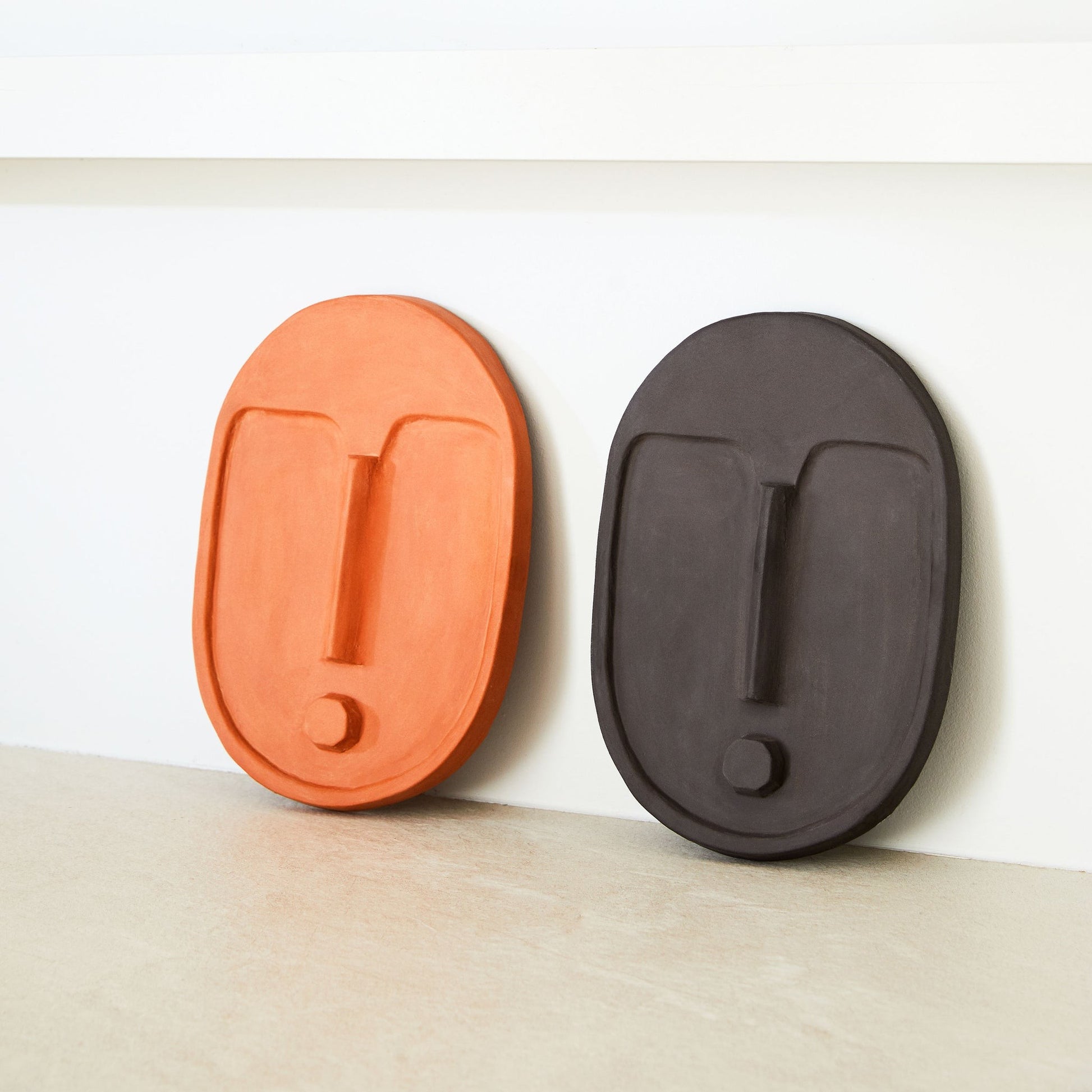 Ceramic Wall Mask – Textured Terracotta Orange
