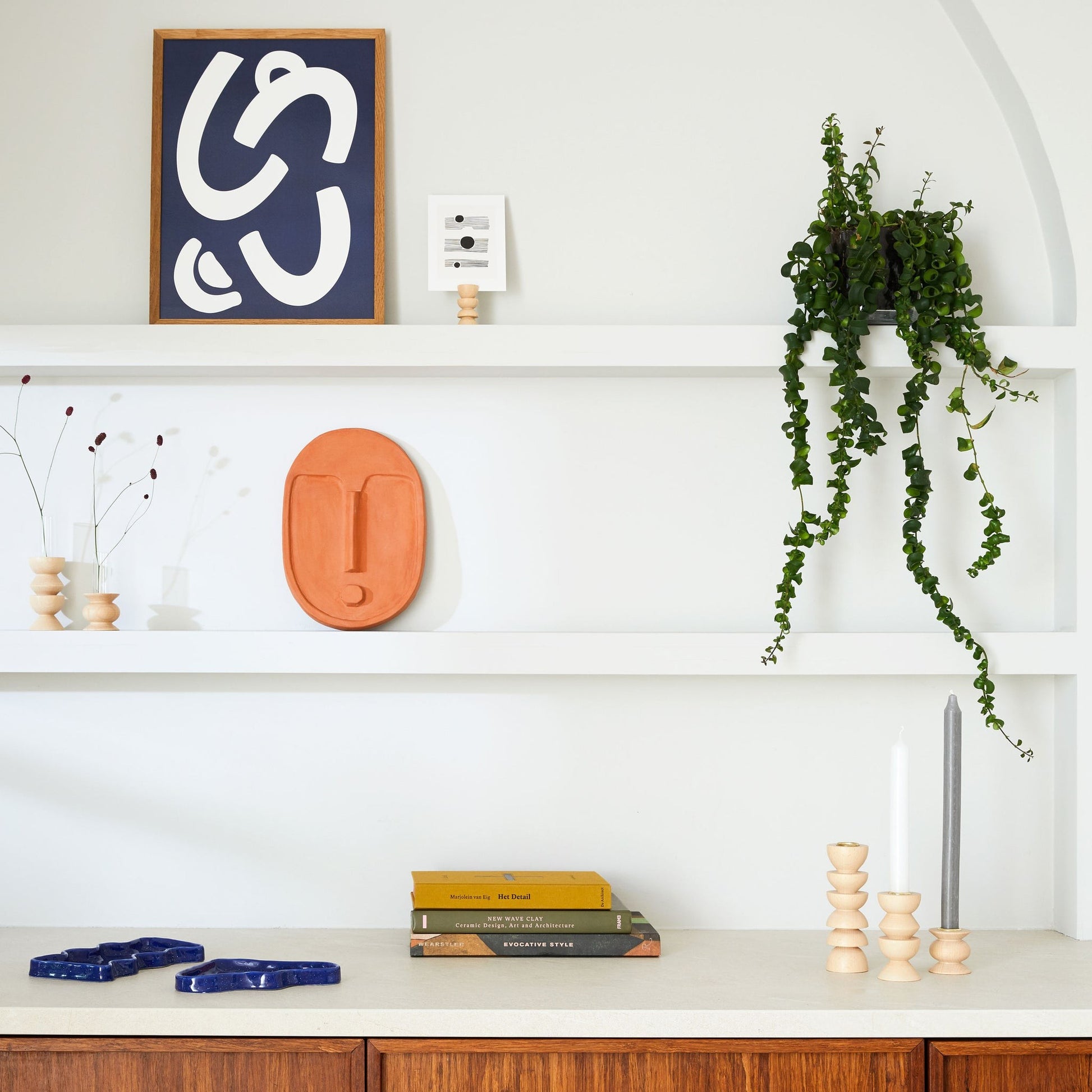 Ceramic Wall Mask – Textured Terracotta Orange