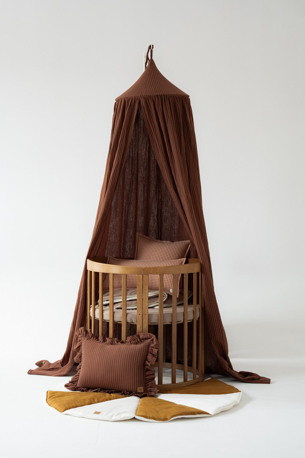 Brown Stripes cotton bed canopy for kids