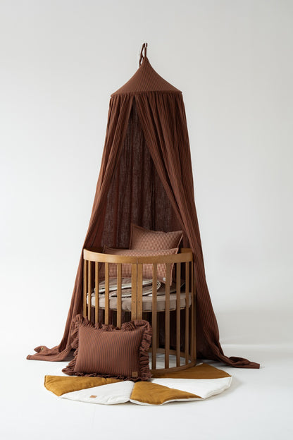 Brown Stripes cotton bed canopy for kids