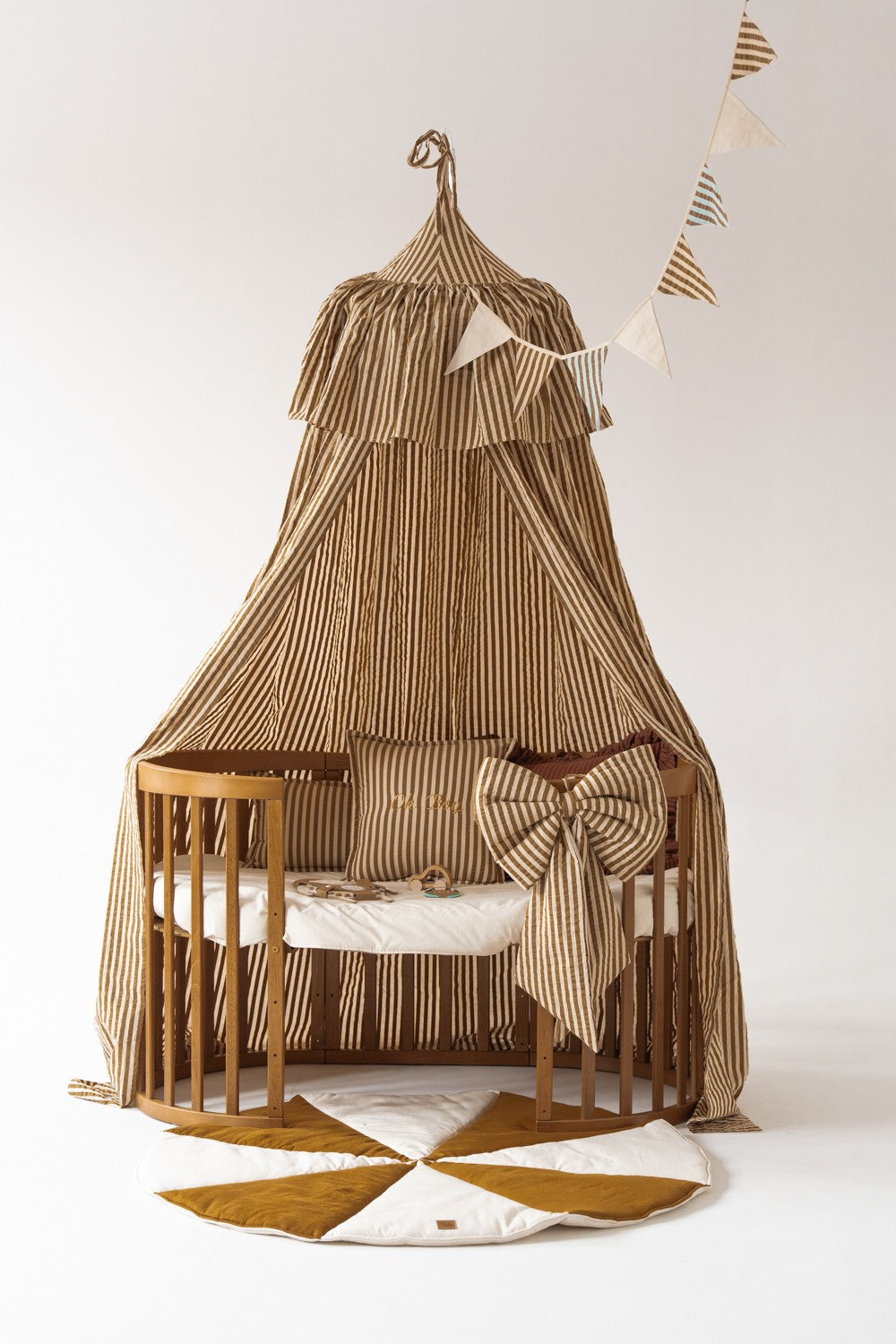 Olive Stripes cotton bed canopy for children
