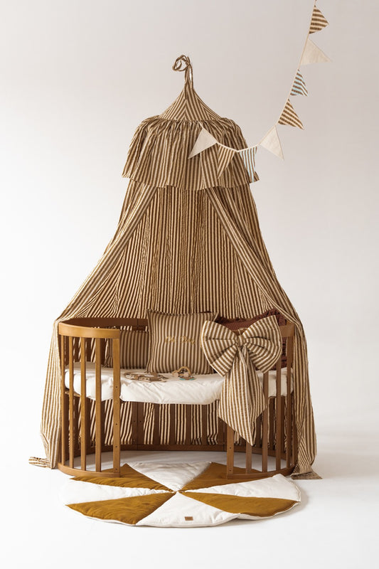 Olive Stripes cotton bed canopy for children