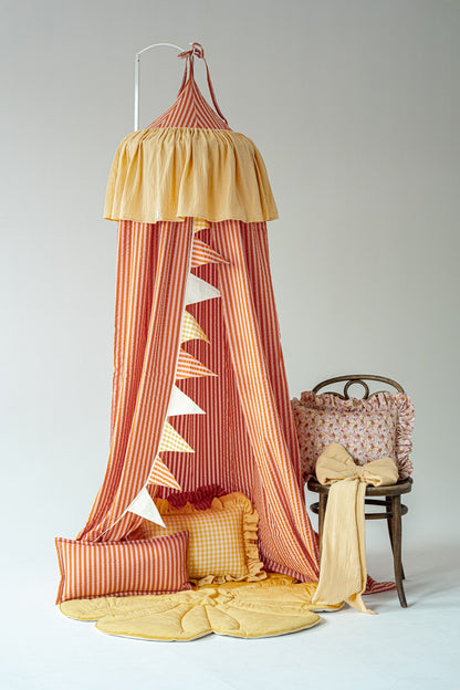 Pink And Orange Stripes cotton bed canopy