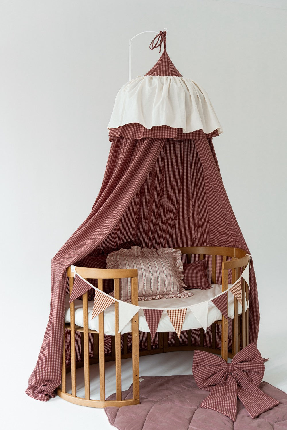 Sweet kids playroom featuring a pink checkered tent