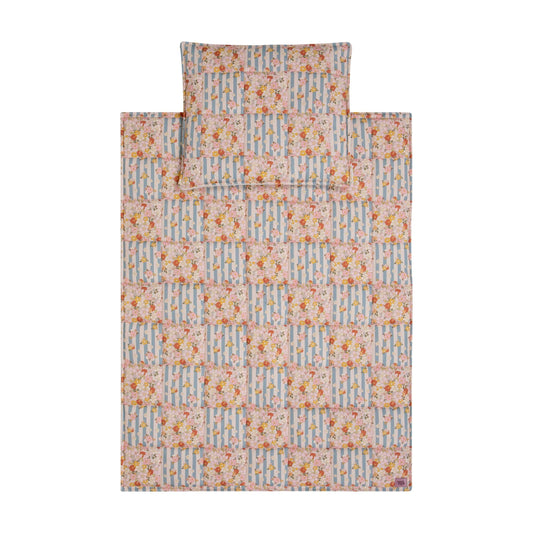 Top View of Moi Mili Summer Garden Patchwork Set - Quilted cotton blanket and pillow