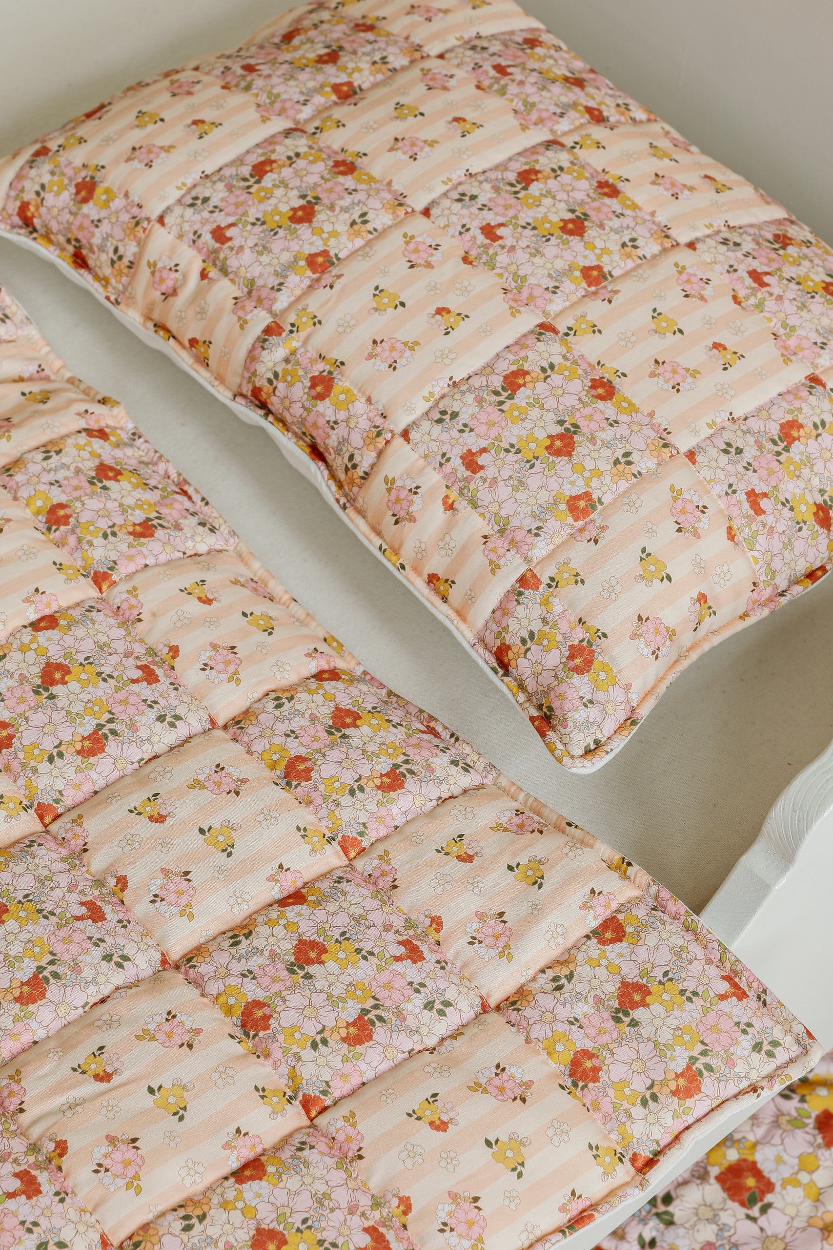 Soft breathable cotton fabric detail for the Spring Garden small baby set