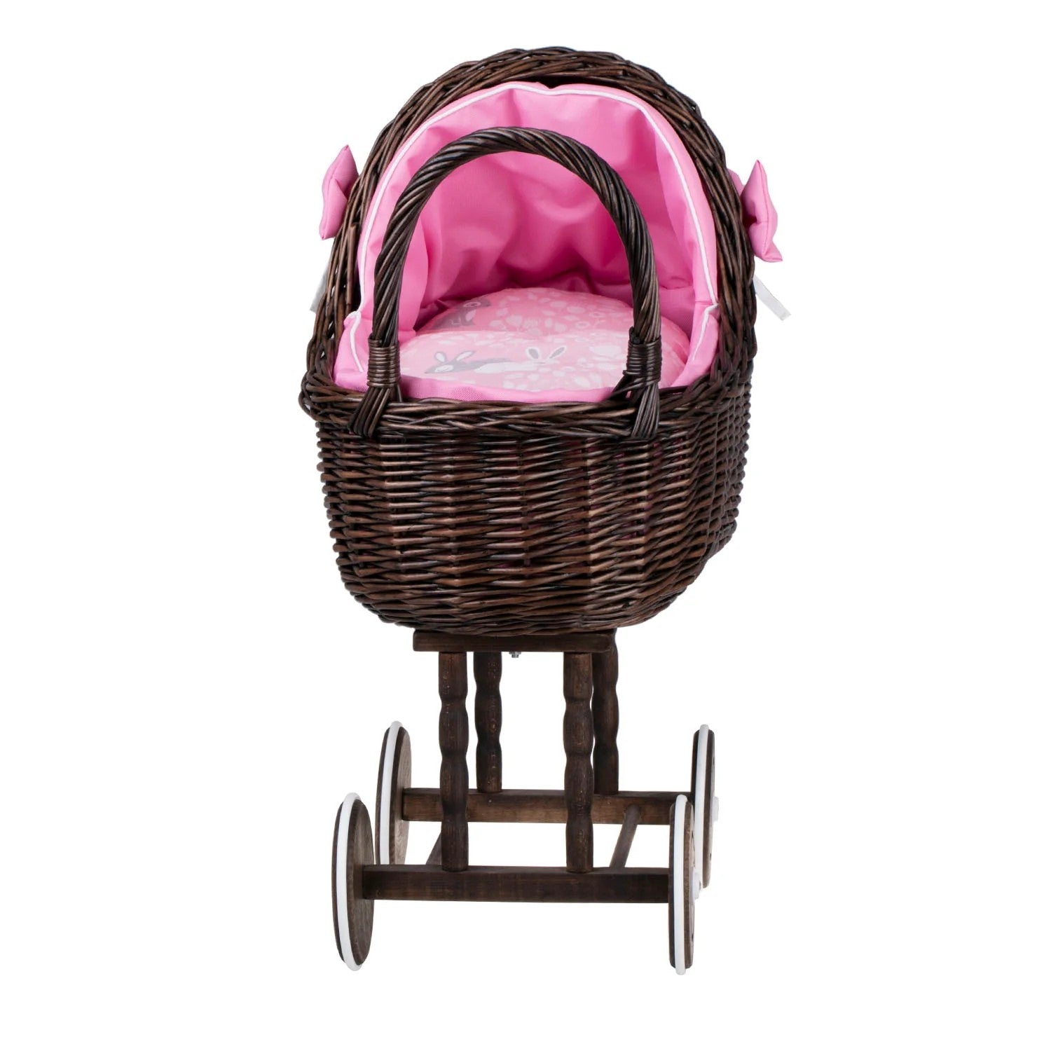 Montessori style dark wicker doll stroller gift idea