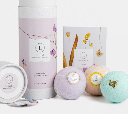 Natural Bath Bomb Gift Set - 3 aromatherapy bath bombs overview | Lizush