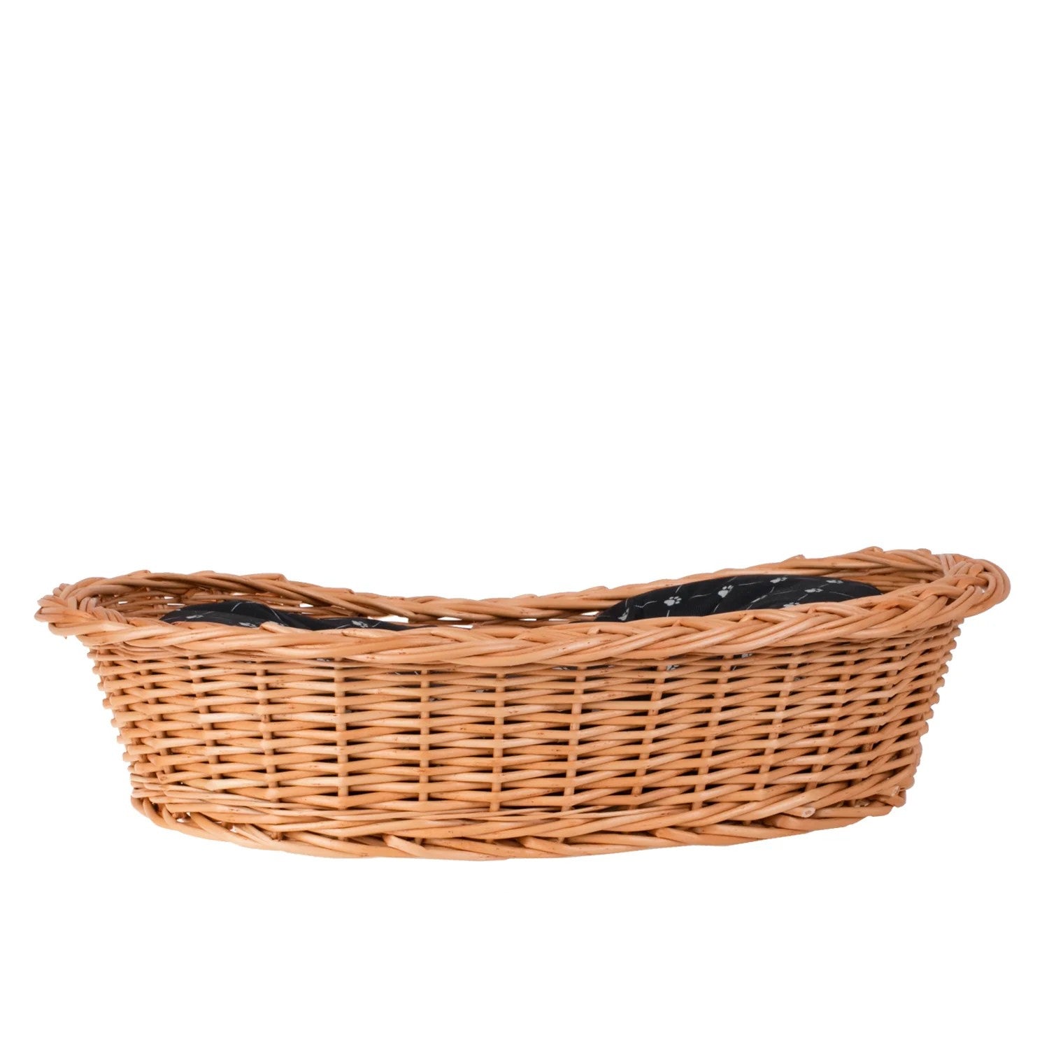 Enovia Natural Wicker Dog Bed With Black Cushion, 65x46 cm