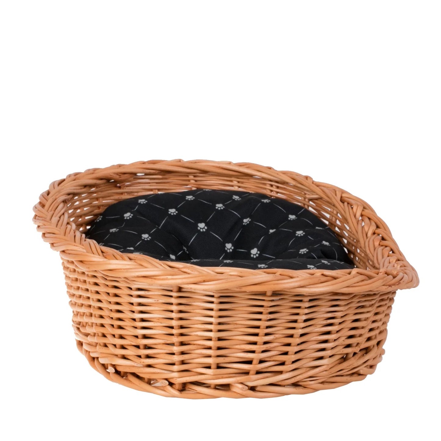 Enovia Natural Wicker Dog Bed With Black Cushion, 65x46 cm