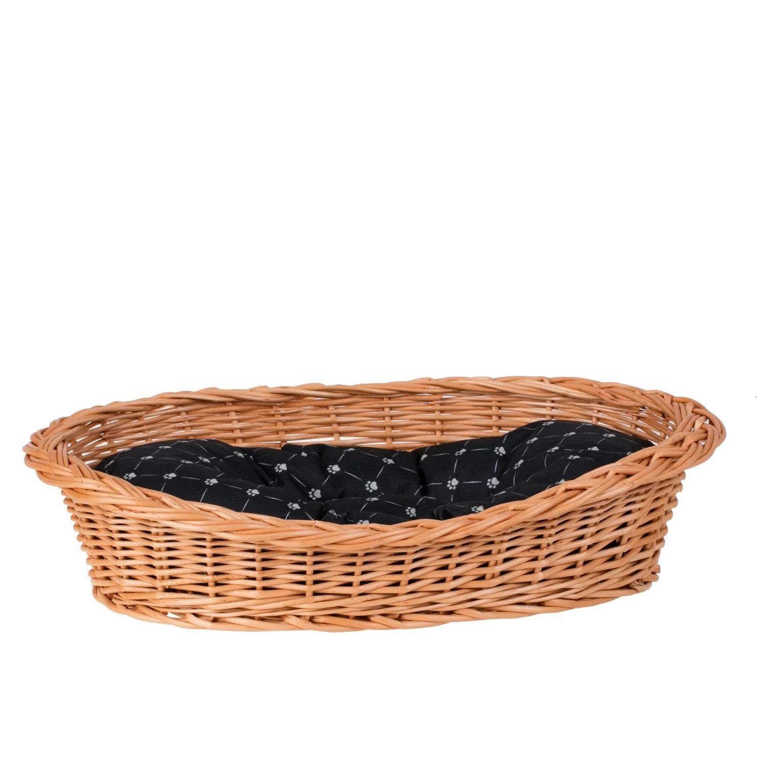 Enovia Natural Wicker Dog Bed With Black Cushion, 65x46 cm