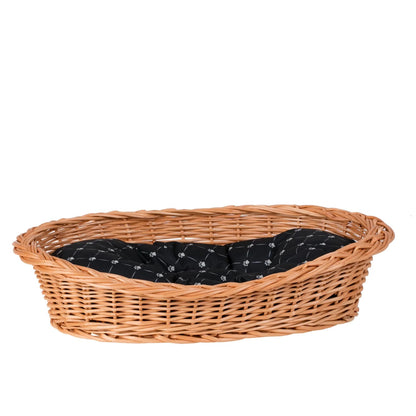 Enovia Natural Wicker Dog Bed With Black Cushion, 65x46 cm