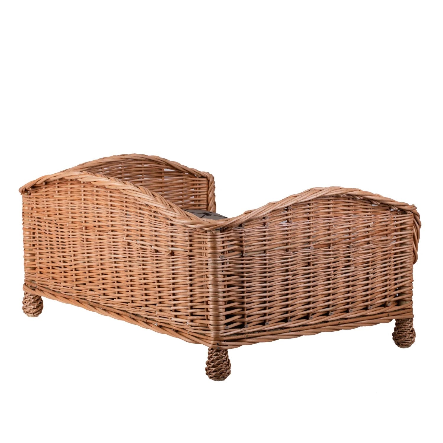 Erivia Wicker Pet Basket With Gray And Black Cushion, 54x32 cm