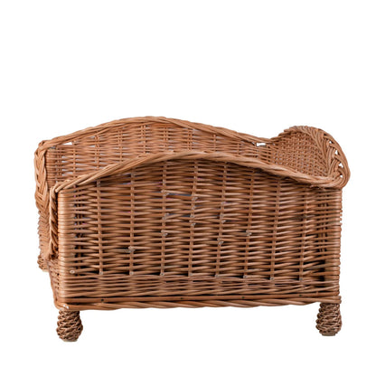 Erivia Wicker Pet Basket With Gray And Pink Cushion, 74x52 cm