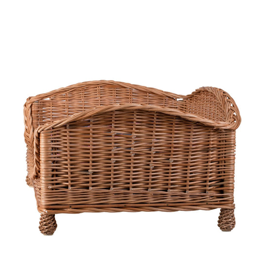 Erivia Wicker Pet Basket With Gray And Pink Cushion, 64x42 cm
