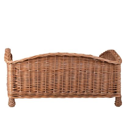 Erivia Wicker Pet Basket With Gray And Pink Cushion, 54x32 cm
