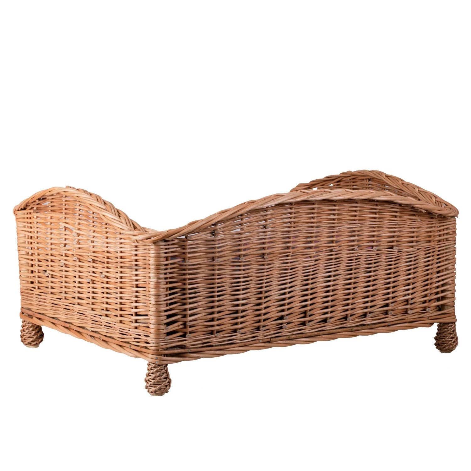 Erivia Wicker Pet Basket With Gray And Pink Cushion, 54x32 cm