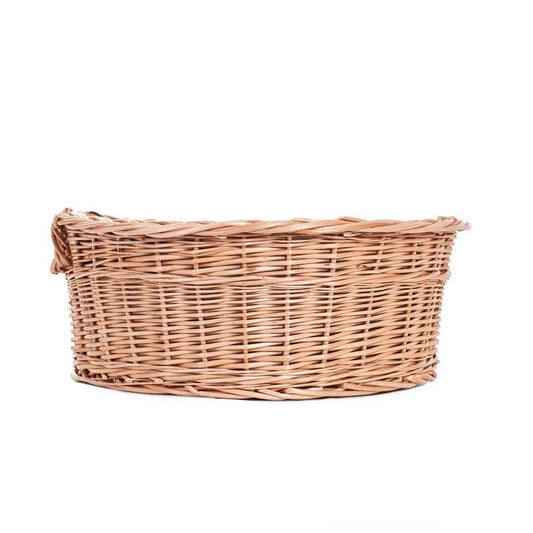 Esmira Natural Wicker Dog Bed With Brown Dot Cushion, 85x67 cm