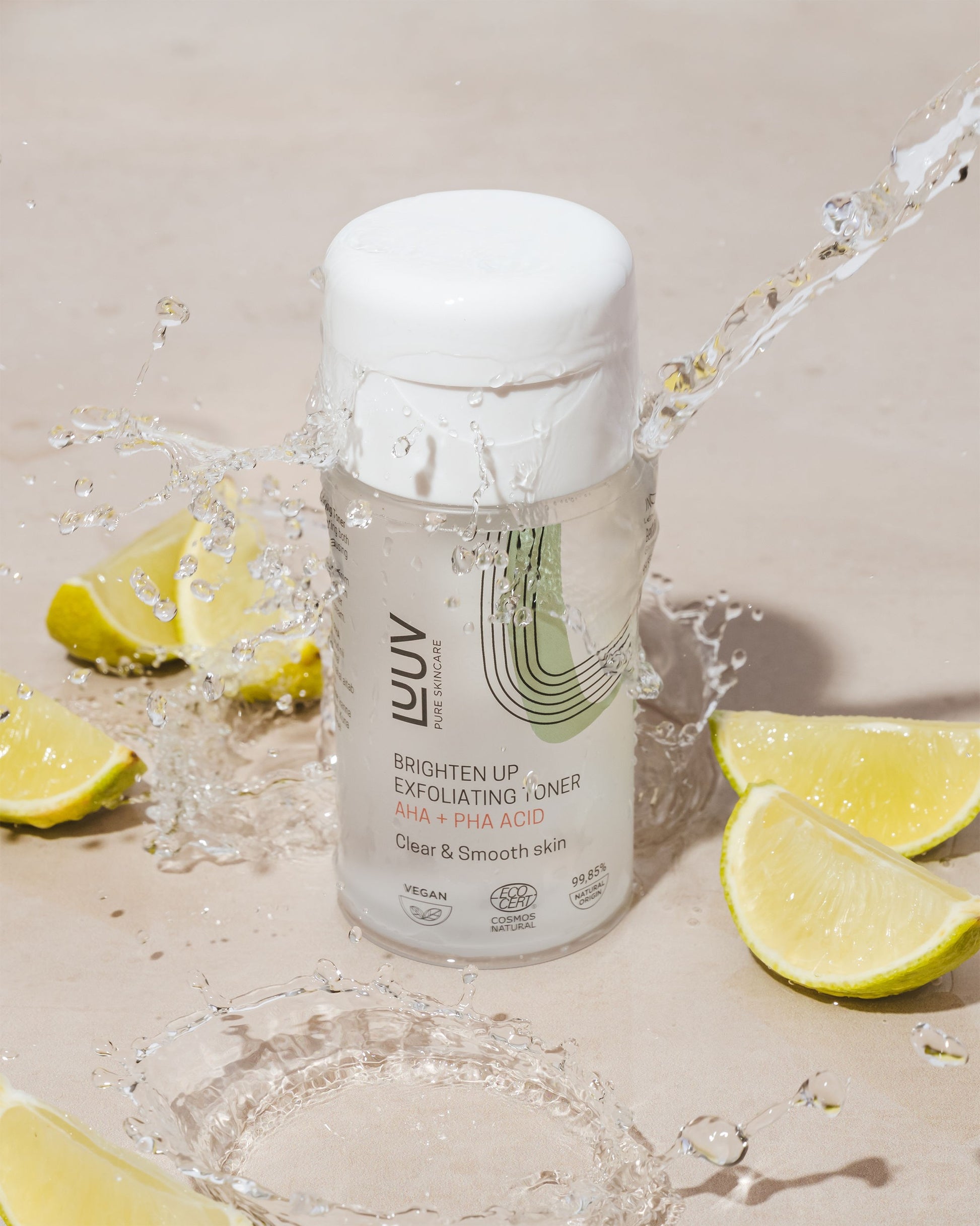 Exfoliating Face Toner with AHA + PHA Acid COSMOS, 120 ml - Brightening daily toner by LUUV.