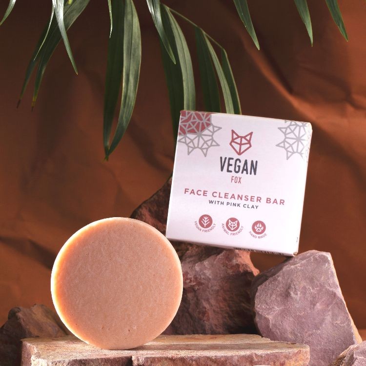 Vegan Fox Face Cleanser Bar With Pink Clay, 50g gentle facial cleanser for a fresh complexion - That Green Store