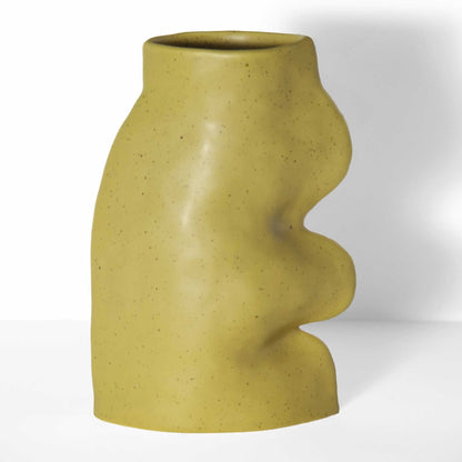 Handmade Fluxo ceramic vase in Pistachio with a unique gradient finish, crafted in Portugal. Contemporary sustainable home decor on That Green Store.