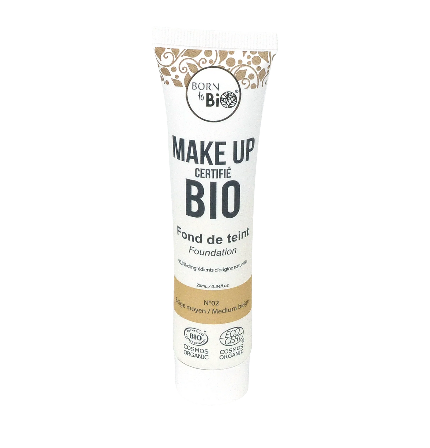 Born to Bio Organic Foundation - Breathable Natural Coverage - Bio-certified - Medium Beige