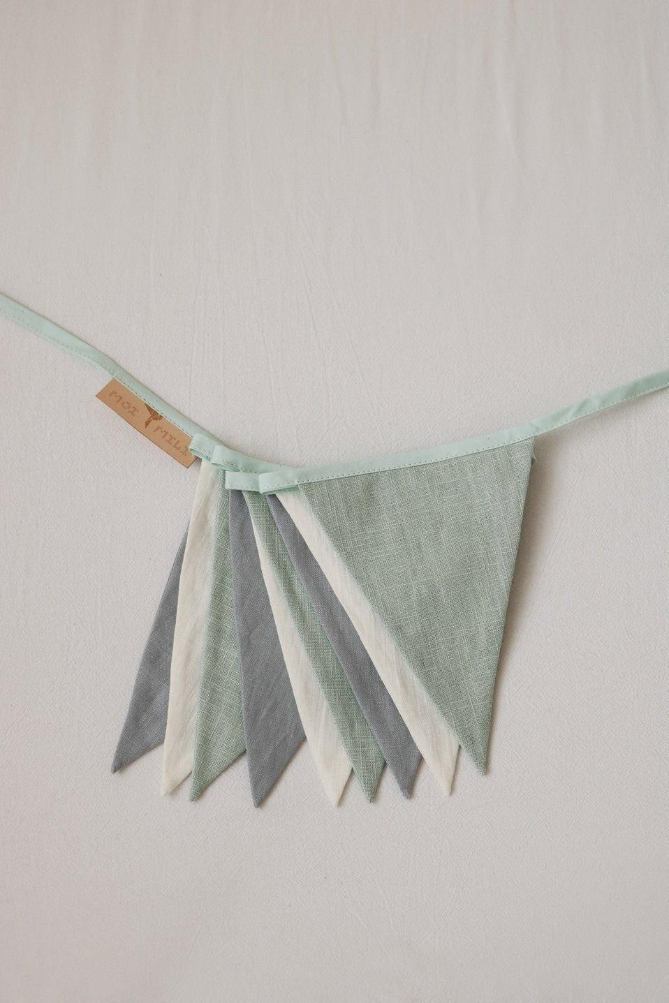 Mint Love linen garland for eco-friendly nursery styling
