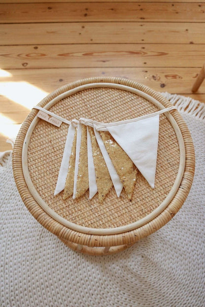 Handmade in Poland: OEKO-TEX certified decorative garland in gold and neutral beige