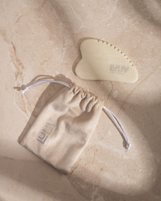 Gua Sha For Body - Handcrafted white jade tool for lymphatic drainage massage by LUUV.